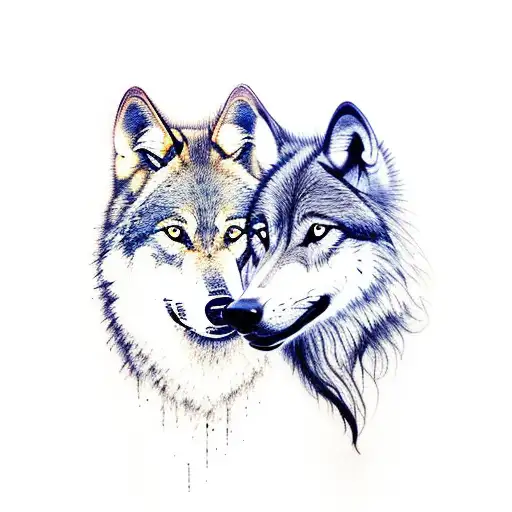 a wolf with a horse 2 axes and an arrow tattoo design idea