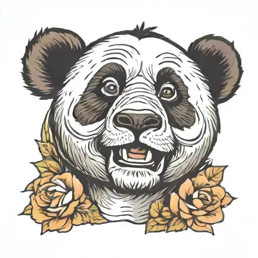 panda in earlobe  tattoo design idea