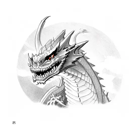 dragon with red eyes tattoo design idea