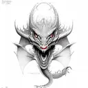 dragon with red eyes tattoo design idea