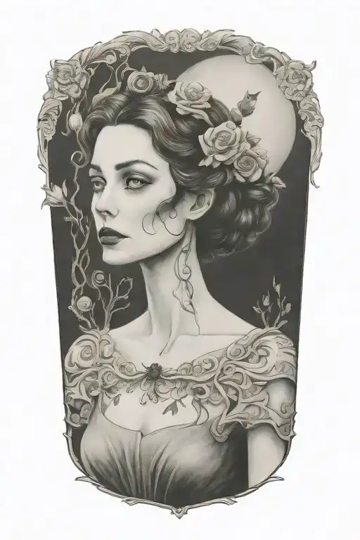 Emily Dickinson Tim Burton style  tattoo design idea
