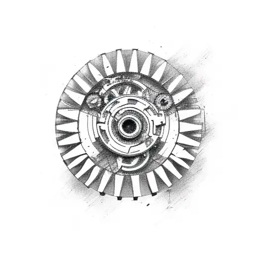 gears , da vinci man , the words OH FLIP tattoo design idea