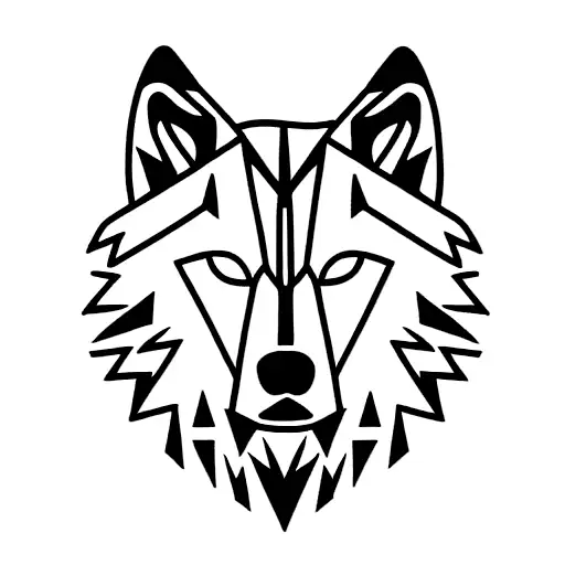 wolf head into a circle with tribals outside tattoo design idea