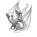 two tiny occidental dragons flaying tattoo design idea