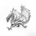 two tiny occidental dragons flaying tattoo design idea