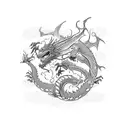 two tiny occidental dragons flaying tattoo design idea