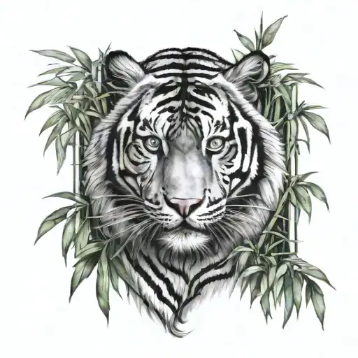 tiger in bamboo forest realism style tattoo tattoo design idea