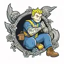Fallout Vault boy tattoo design idea