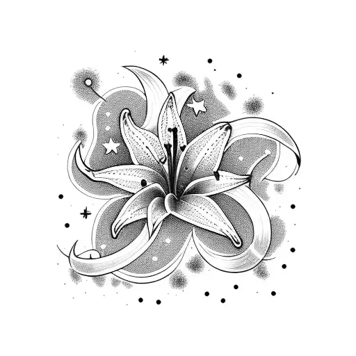 star gazing lily tattoo design idea