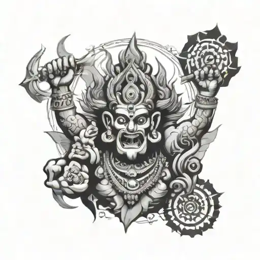 fierce god kaala bhairav tattoo design idea