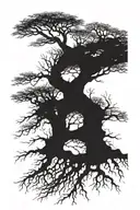 ash tree with intricate roots tattoo design idea