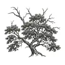 ash tree with intricate roots tattoo design idea