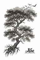 ash tree with roots reaching deep tattoo design idea
