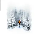 man walking dog through forest tattoo design idea