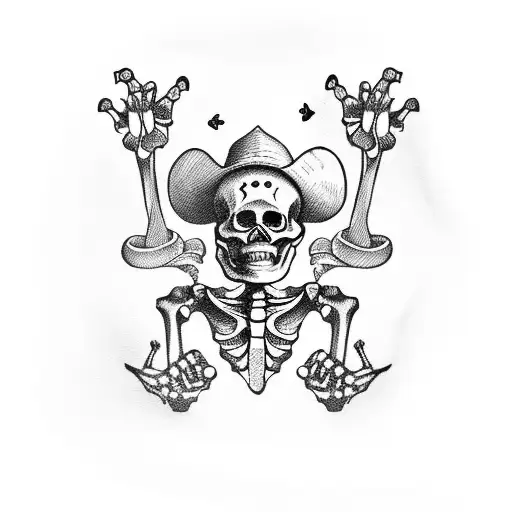 skeleton hand holding carnival tickets tattoo design idea