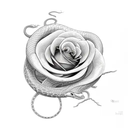Snake with rose tattoo design idea