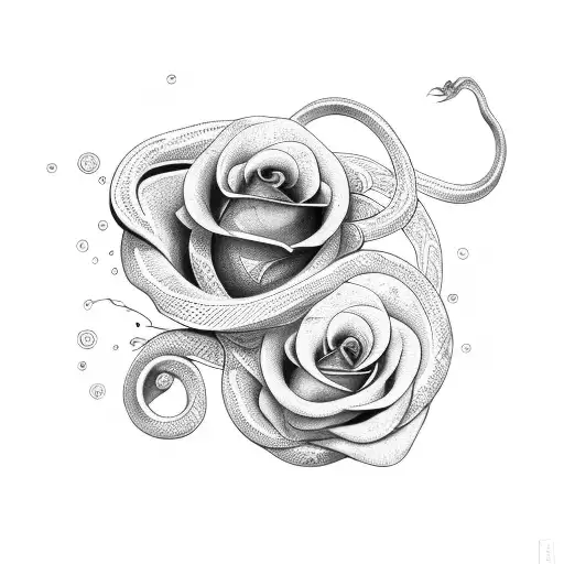 Snake with rose tattoo design idea