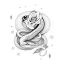 Snake with rose tattoo design idea