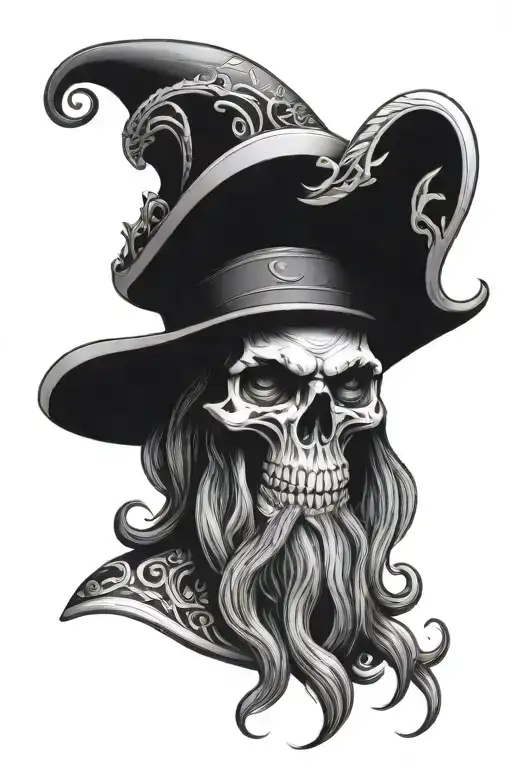 skull with kraken beard tattoo design idea