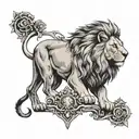 Right scale and a lion with crown tattoo design idea