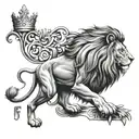 Right scale and a lion with crown tattoo design idea