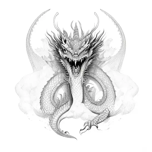 Dragon oriental tattoo design idea