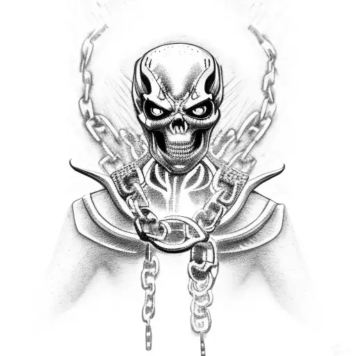ghost rider with chain tattoo design idea