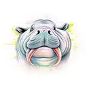 walrus hippo tattoo design idea