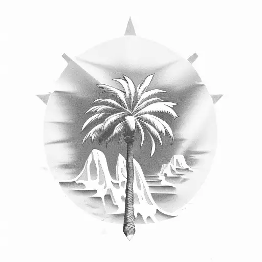 Palm Tree, sea, gangster tattoo design idea