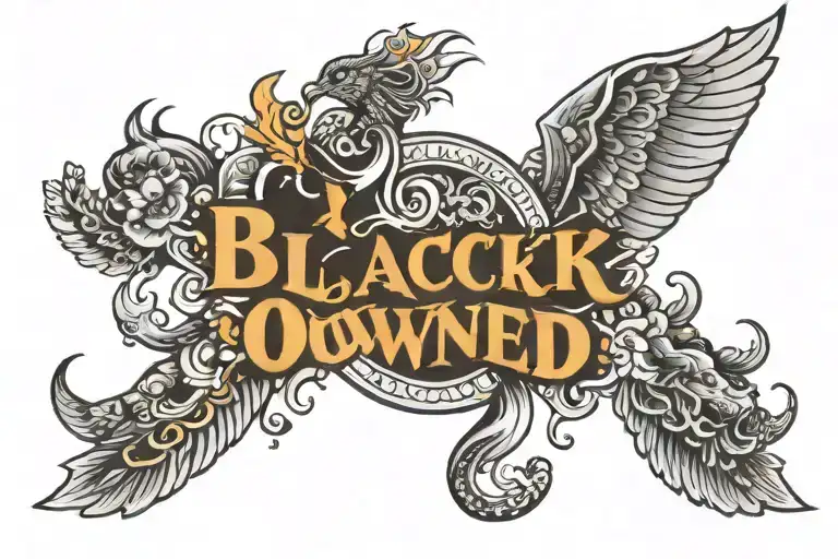 only text: 'black owned' tattoo design idea