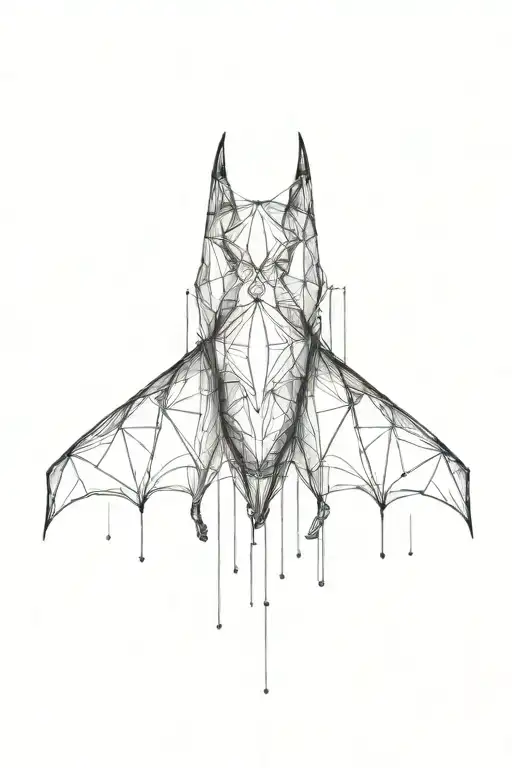 bat with a noose ink splatter tattoo design idea