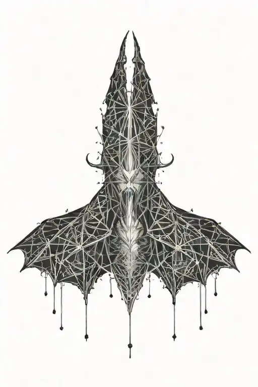 bat with a noose ink splatter tattoo design idea
