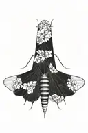 deathmoth with tiny flowers growing tattoo design idea