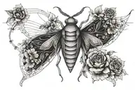 moth from hell with a noose of flowers tattoo design idea