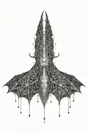 bat with a noose ink splatter tattoo design idea