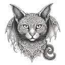 cat with bat wings  tattoo design idea