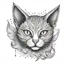 cat with bat wings  tattoo design idea