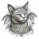 cat with bat wings  tattoo design idea