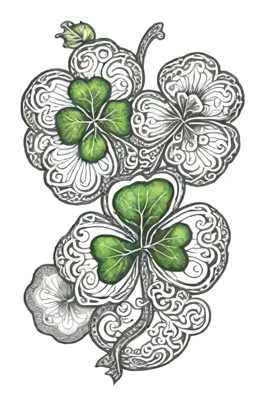 irish & puerto rican shamrock intertwined tattoo design idea