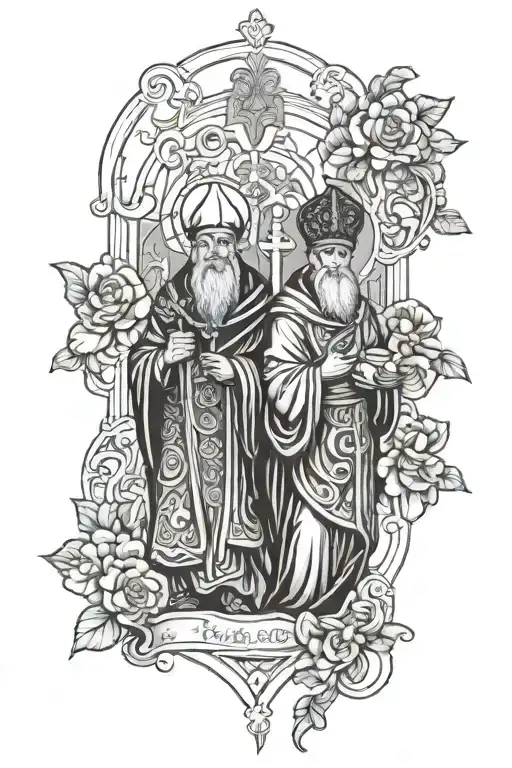 saint peter and saint patrick tattoo design idea