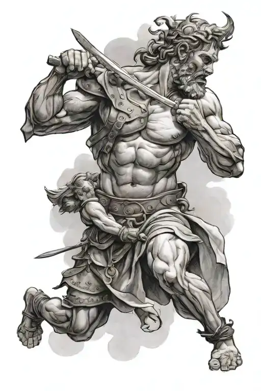 david and goliath tattoo design idea