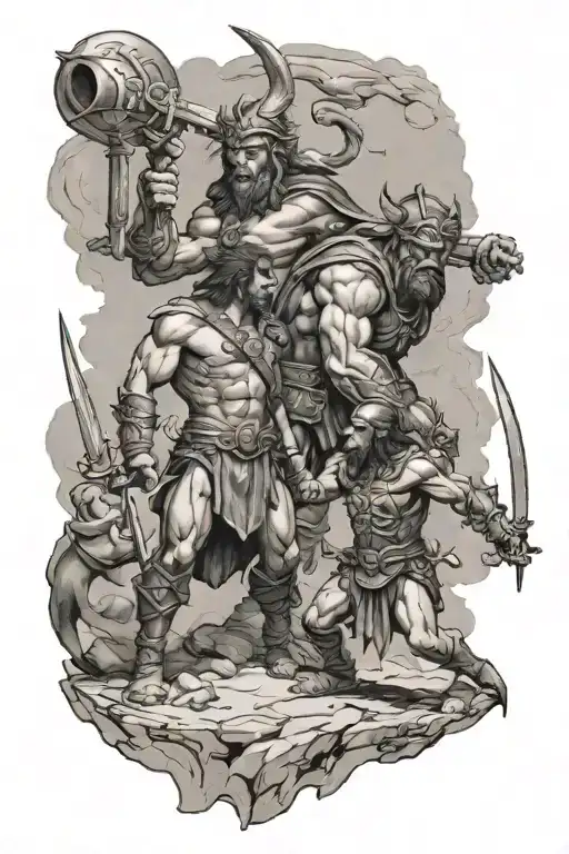 david and goliath facing off before bbattle tattoo design idea