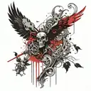 Combine elements from the Avenged Sevenfold album artwork with intricate black and grey shading for a dark and moody tattoo design tattoo design idea