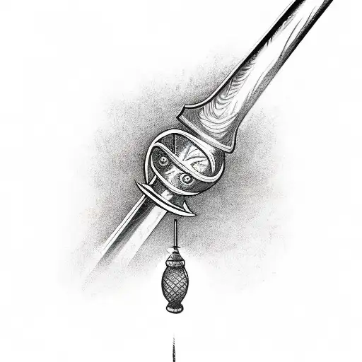 The word Mace with an actual mace hanging from the C tattoo design idea
