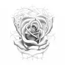 Design a dotwork tattoo of a rose intertwined with a brain tattoo design idea