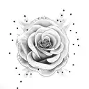 Design a dotwork tattoo of a rose intertwined with a brain tattoo design idea