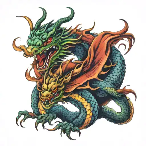 rainbow dragon etc tattoo design idea