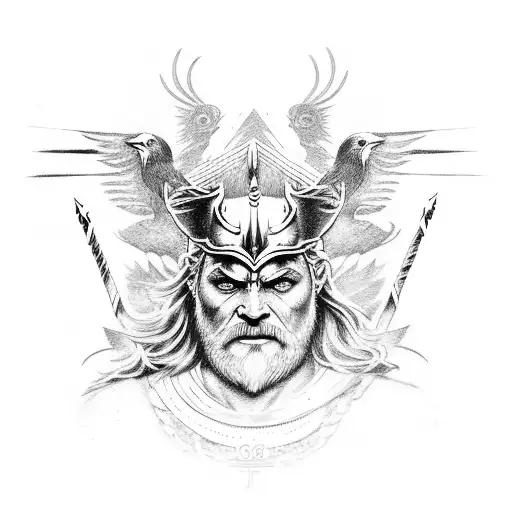 ODIN GOD OF Asgard WITH RAVENS tattoo design idea