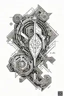 A line art design for my forearm combining the critical role logo, mass effect iconography, the sentinels valorant logo, tattoo design idea
