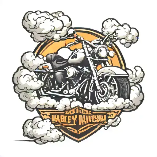 Harley Davidson emblem surrounded by clouds  tattoo design idea
